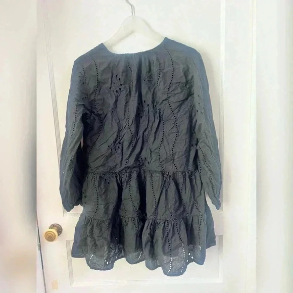 Petal + Pup black eyelet tiered boho beach resort mini dress Size 6 - Picture 3 of 3